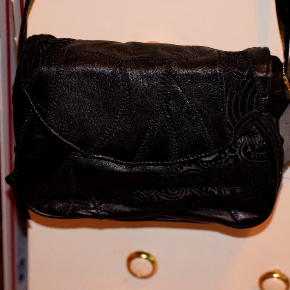 Genuine Black Leather Crossbody Purse Unbranded, Retro/Vintage style